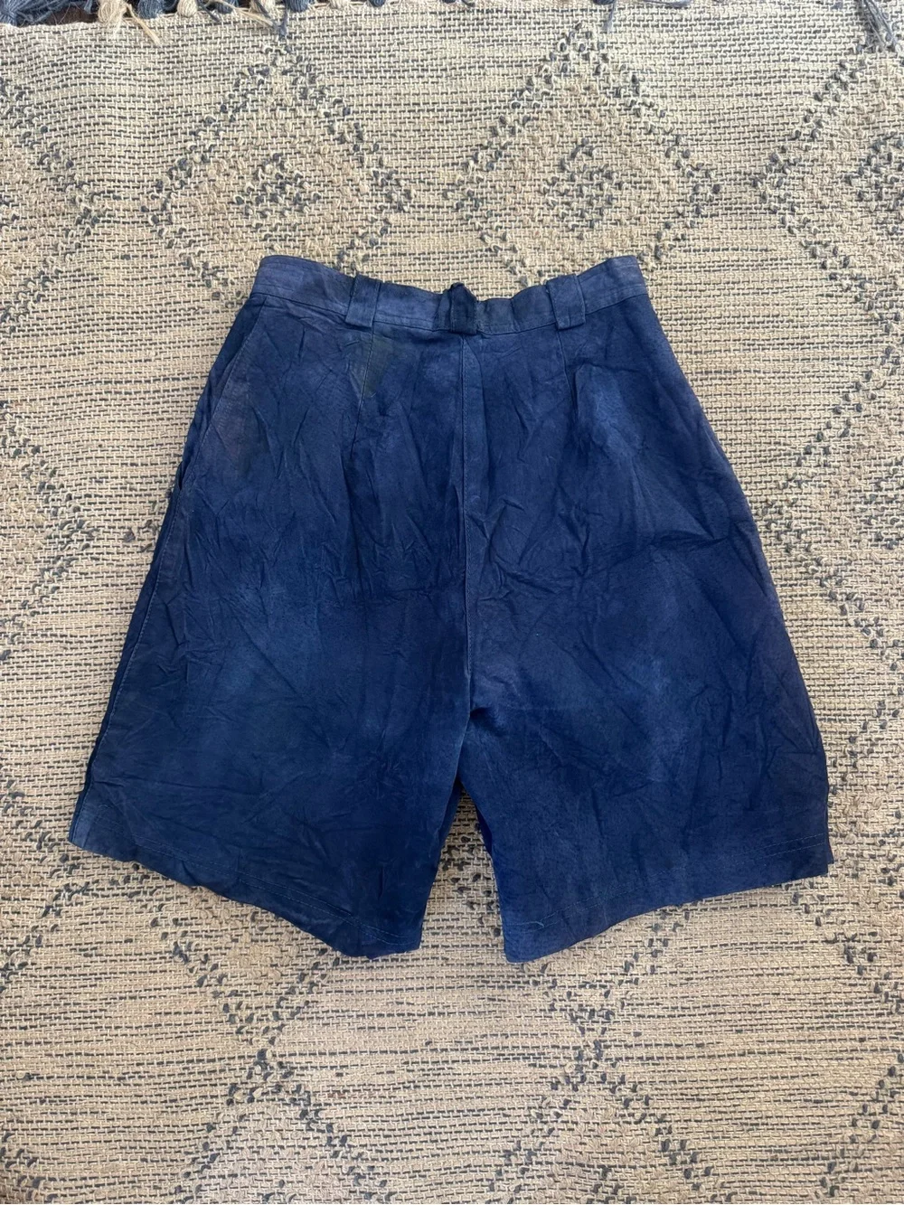 Vintage Navy High-Waisted Suede Shorts